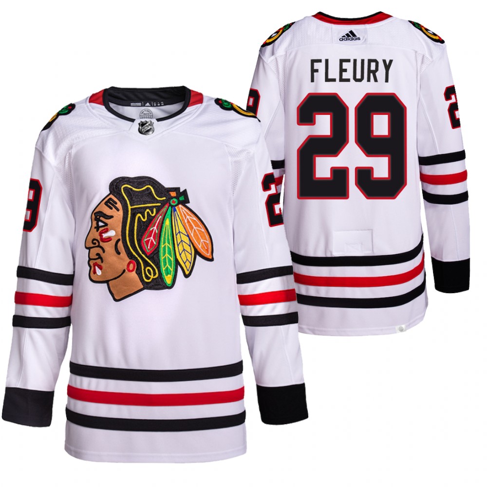 Chicago Blackhawks Trøjer Marc-Andre Fleury Udebane #29 Authentic Pro børn ishockey trøjer,dansk nhl trøje